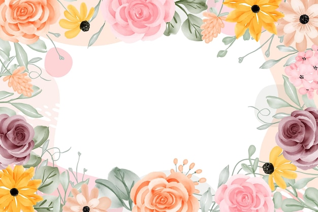 Resumen de fondo de marco floral con espacio en blanco