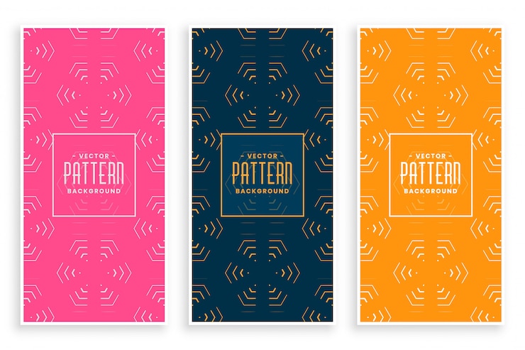 Vector gratuito resumen línea de estilo hexagonal patrones conjunto