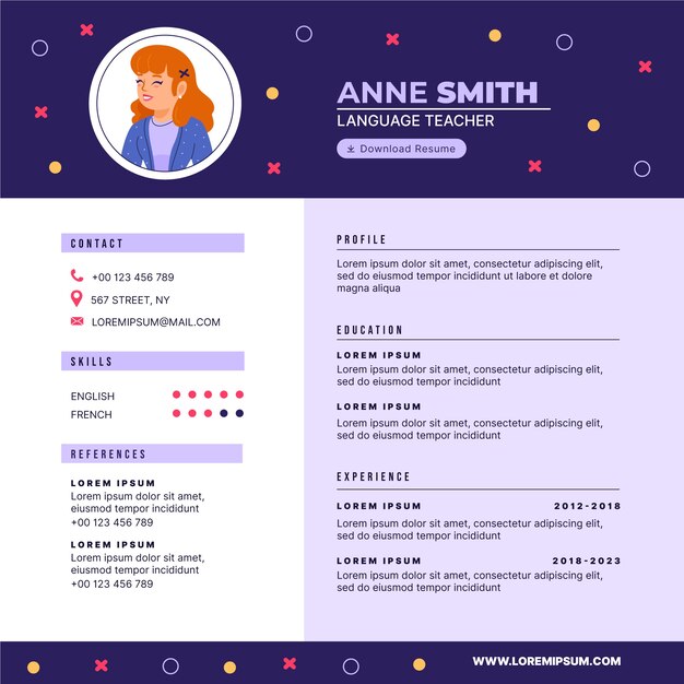 Resumen en línea de lecciones de inglés de diseño plano