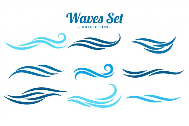 Resumen olas logo concepto conjunto de nueve