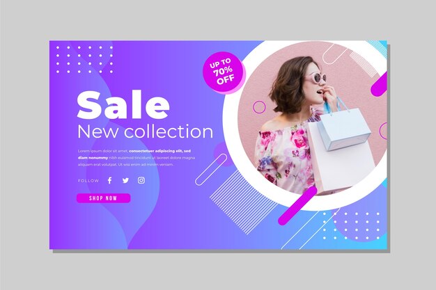 Resumen página de aterrizaje de ventas con foto
