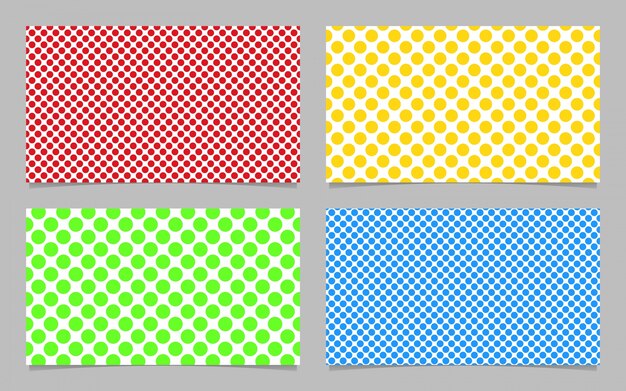 Resumen patrón de puntos tarjeta de presentación conjunto de patrones de diseño - ilustración vectorial tarjeta de identificación con círculos de color