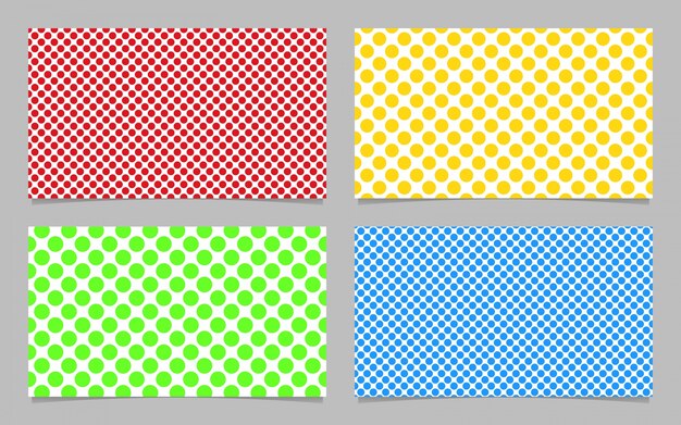 Resumen patrón de puntos tarjeta de presentación conjunto de patrones de diseño - ilustración vectorial tarjeta de identificación con círculos de color
