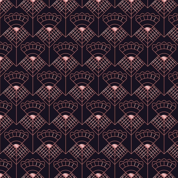 Vector gratuito resumen de patrones sin fisuras art deco de oro rosa oscuro