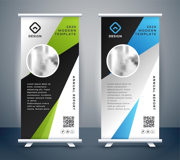 Vector gratuito resumen roll up display standee banner template