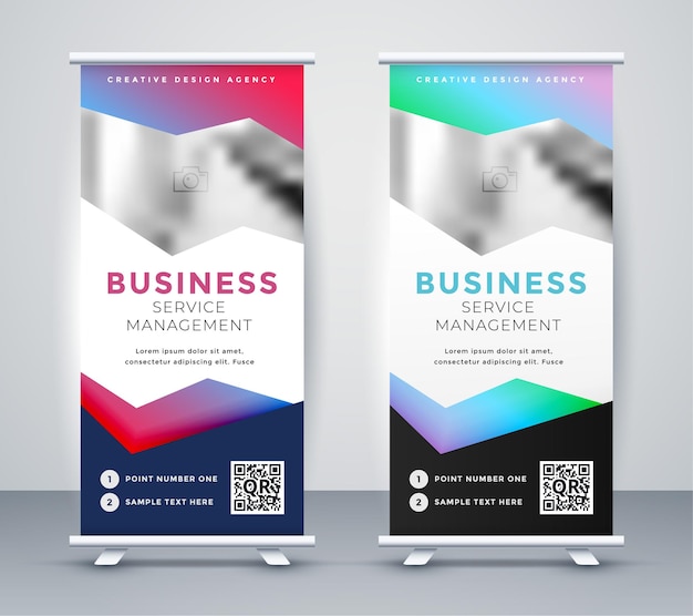 Vector gratuito resumen roll up stand diseño de banner moderno