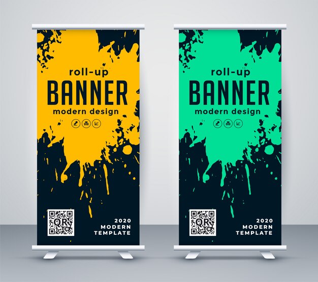 Resumen de tinta splash rollup banner diseño