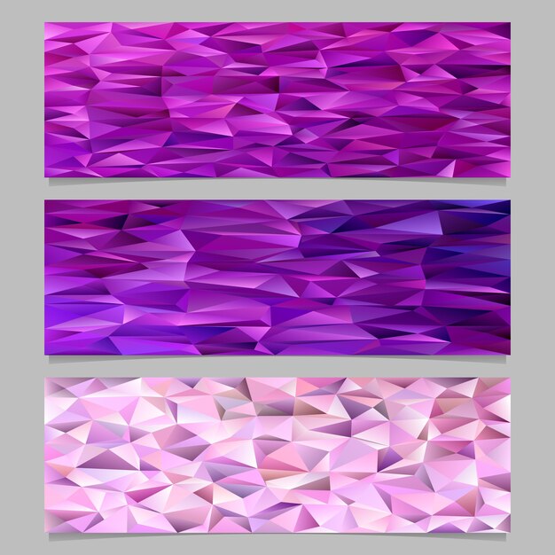Resumen triangular polígono patrón mosaico bandera plantilla conjunto de fondo - ilustraciones vectoriales de moda de triángulos irregulares de color