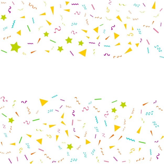 Resumen de vectores de fondo blanco con muchas piezas de confeti de colores diminutos que caen y cinta Carnaval Navidad o Año Nuevo decoración coloridos banderines de fiesta para el festival de cumpleaños