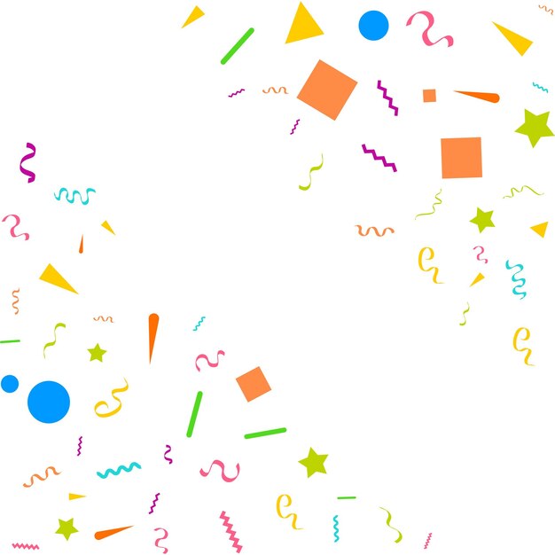 Resumen de vectores de fondo blanco con muchas piezas de confeti de colores diminutos que caen y cinta Carnaval Navidad o Año Nuevo decoración coloridos banderines de fiesta para el festival de cumpleaños