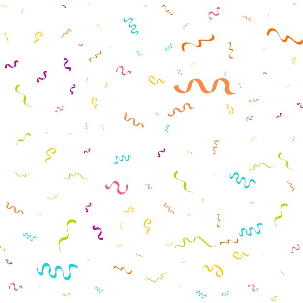 Resumen de vectores de fondo blanco con muchas piezas de confeti de colores diminutos que caen y cinta Carnaval Navidad o Año Nuevo decoración coloridos banderines de fiesta para el festival de cumpleaños