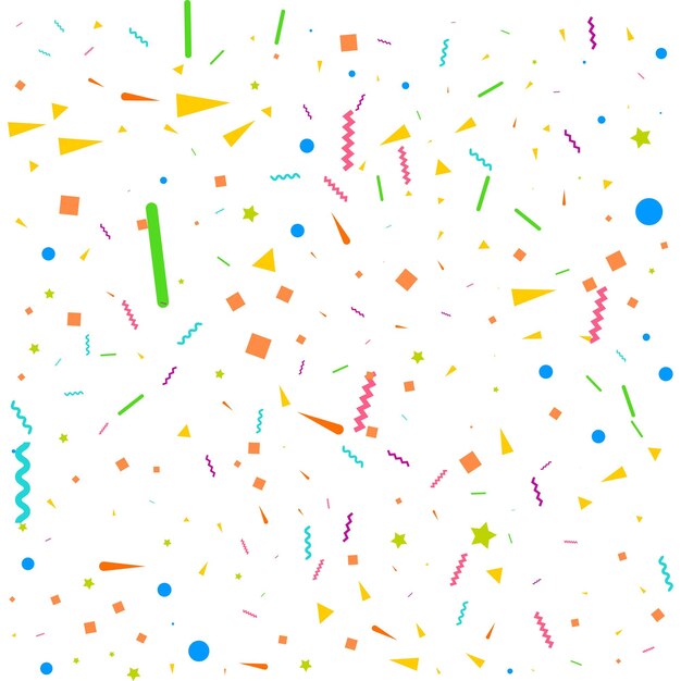 Resumen de vectores de fondo blanco con muchas piezas de confeti de colores diminutos que caen y cinta Carnaval Navidad o Año Nuevo decoración coloridos banderines de fiesta para el festival de cumpleaños