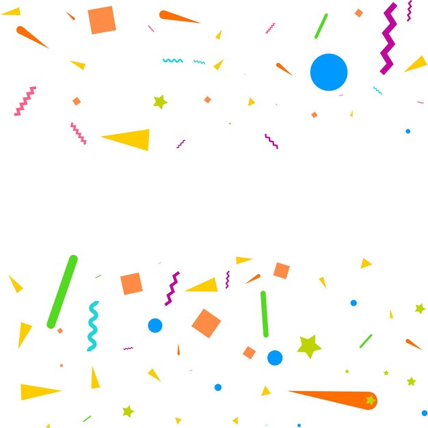 Resumen de vectores de fondo blanco con muchas piezas de confeti de colores diminutos que caen y cinta Carnaval Navidad o Año Nuevo decoración coloridos banderines de fiesta para el festival de cumpleaños