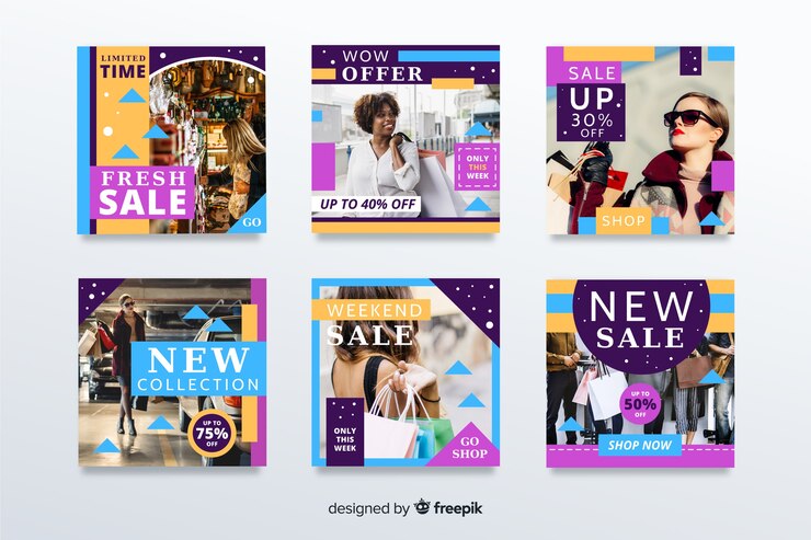 Vector gratuito resumen venta instagram post colección con foto