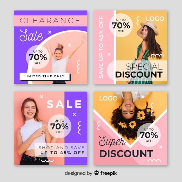 Vector gratuito resumen venta instagram post colección con foto