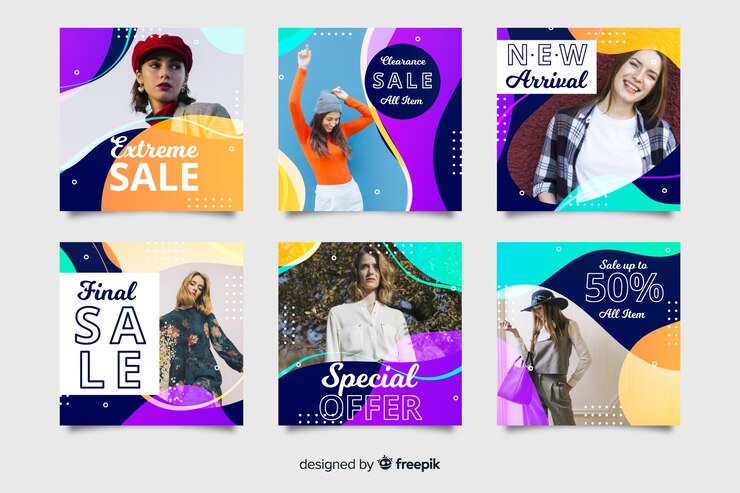 Vector gratuito resumen venta instagram post colección con foto
