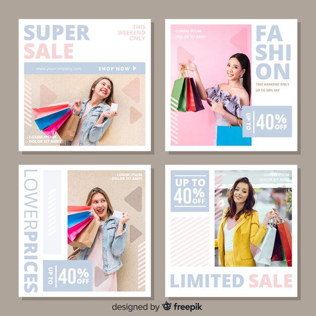 Resumen de venta de moda instagram post set