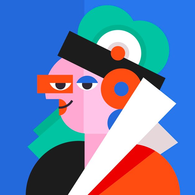 Retrato abstracto de diseño plano en estilo artístico