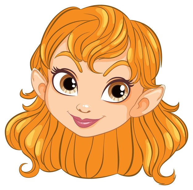 El retrato de la alegre niña elfa de dibujos animados