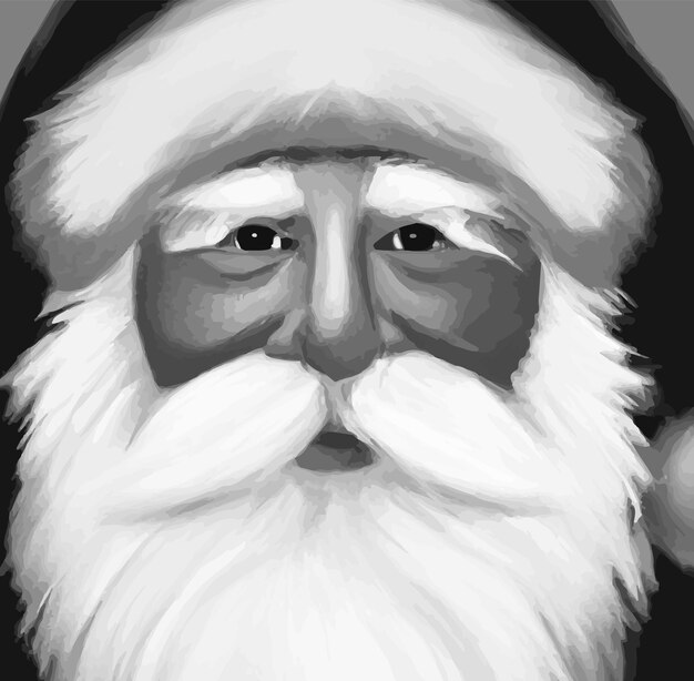Retrato en blanco y negro de Papá Noel