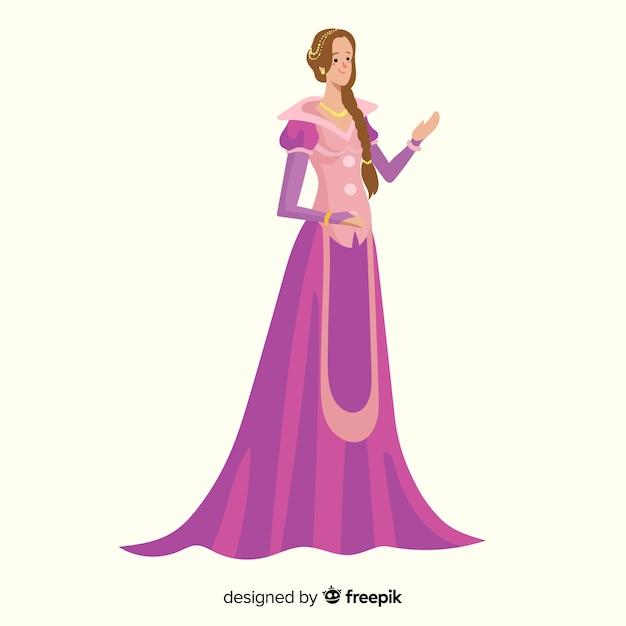 Vector gratuito retrato dibujado a mano princesa elegante