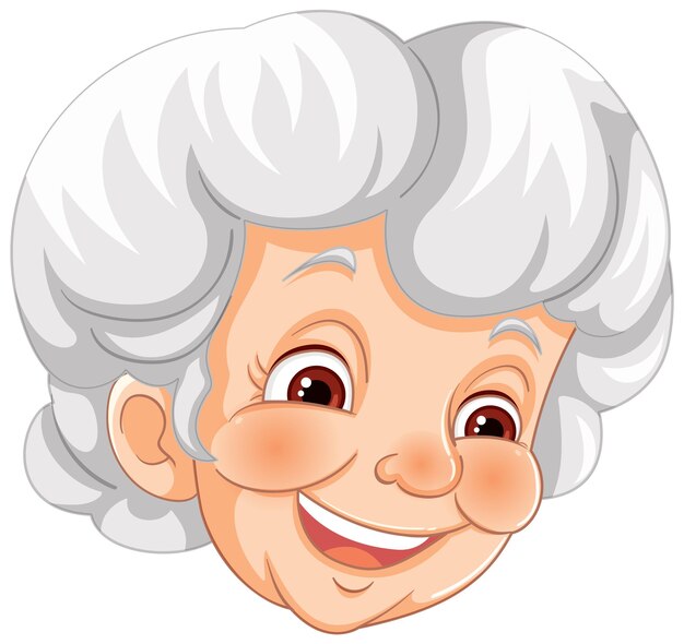 Retrato de dibujos animados de la abuela alegre