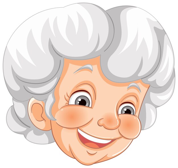 Retrato de dibujos animados de la abuela alegre