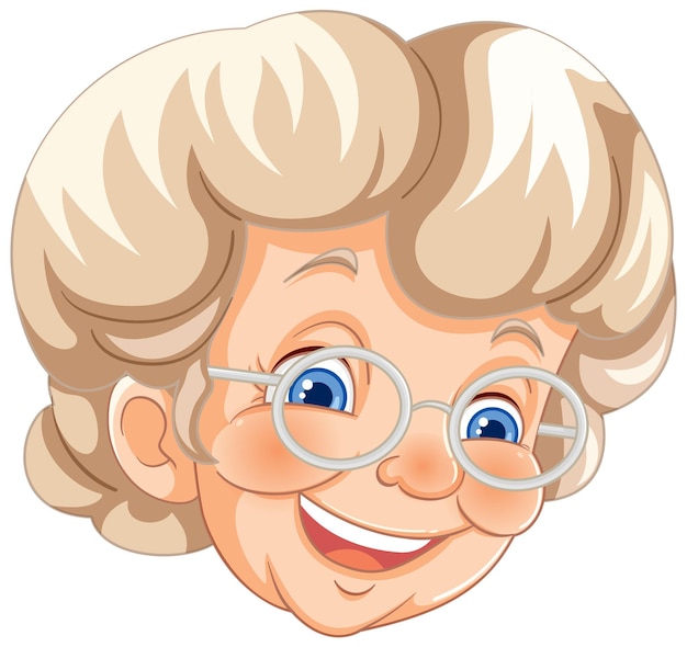 Retrato de dibujos animados de la abuela alegre