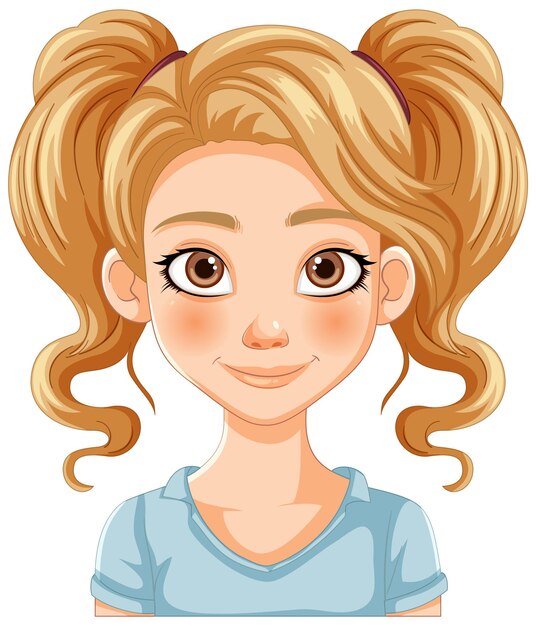 Retrato de dibujos animados de una joven alegre