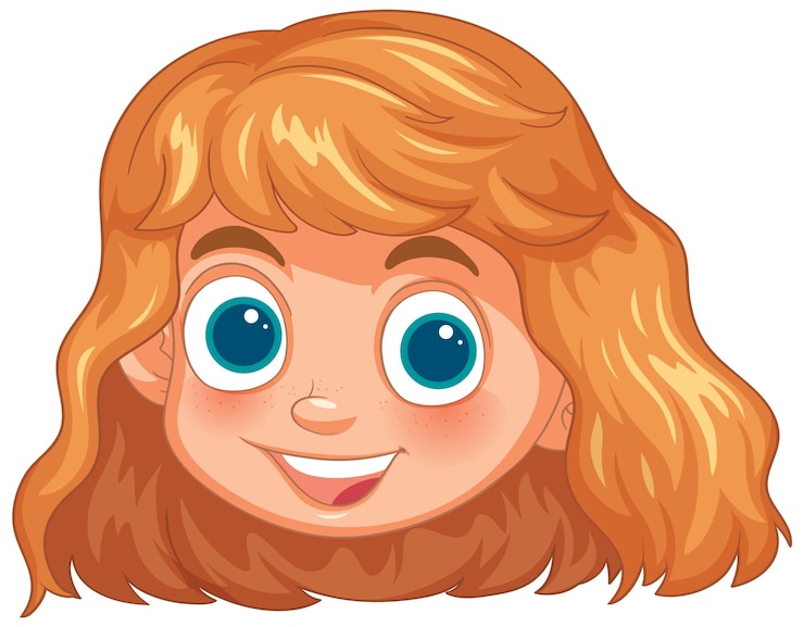Vector gratuito retrato de dibujos animados de una joven feliz