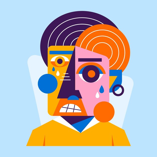 Retrato de diseño plano con formas abstractas