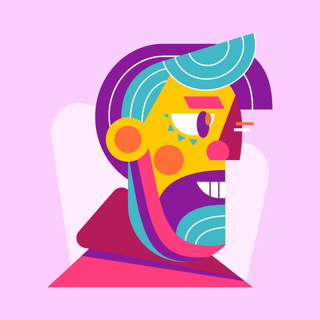Retrato de diseño plano con formas abstractas