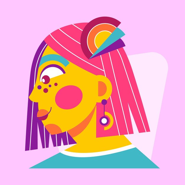 Retrato de diseño plano con formas abstractas