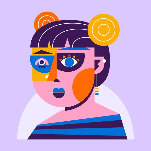 Retrato de diseño plano con formas abstractas