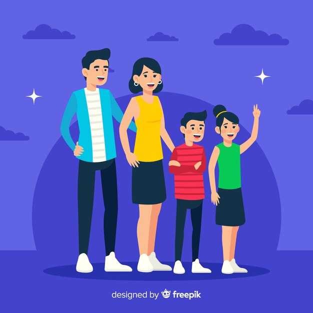 Retrato de familia dibujado a mano