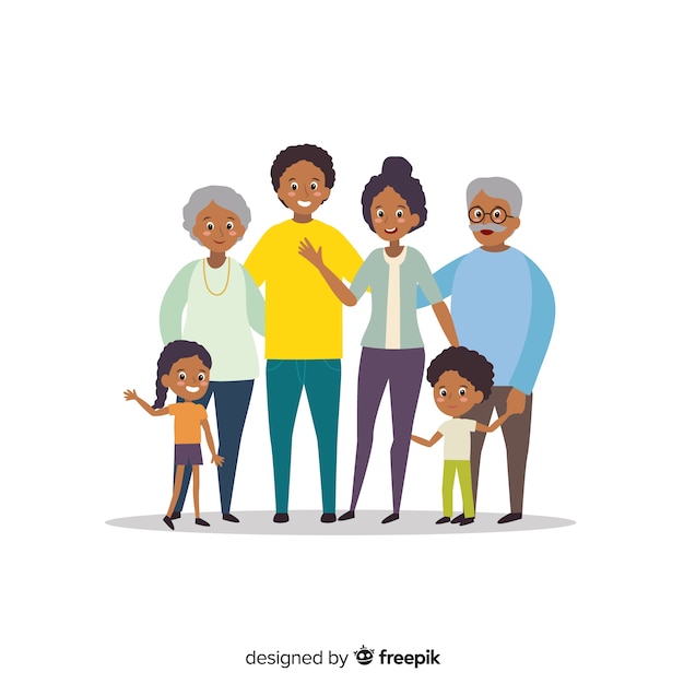 Retrato de familia dibujado a mano