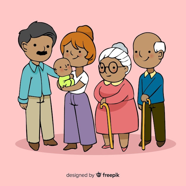 Vector gratuito retrato de familia feliz, diseño de personajes vectorizados