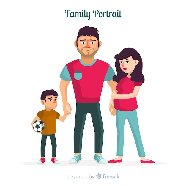 Retrato familiar dibujado a mano