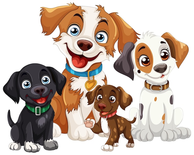 Retrato de grupo de adorables compañeros caninos