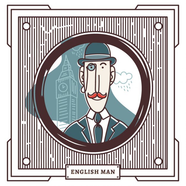 Retrato de inglés dibujado a mano