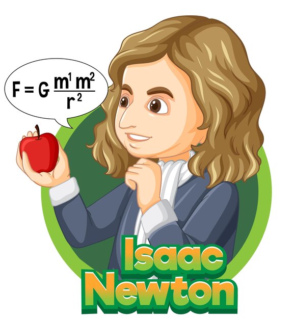 Retrato de Isaac Newton en estilo de dibujos animados