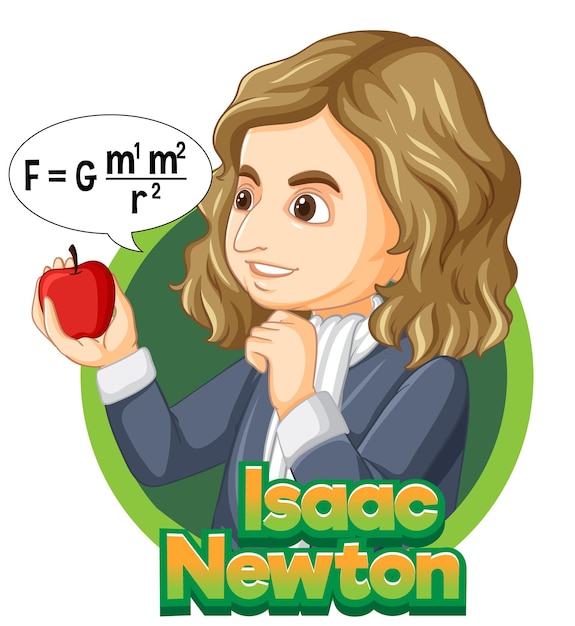 Retrato de Isaac Newton en estilo de dibujos animados