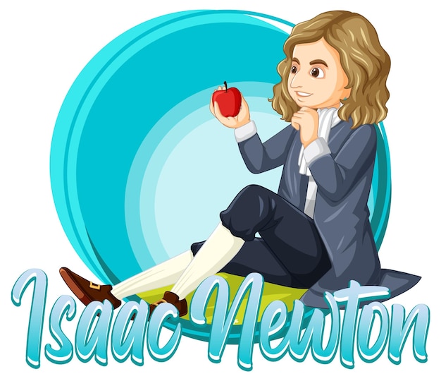 Vector gratuito retrato de isaac newton en estilo de dibujos animados