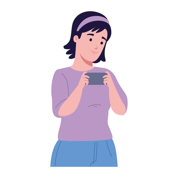 Retrato de una mujer usando un teléfono inteligente