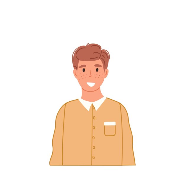 Retrato de niño sonriente con ropa casual al estilo de dibujos animados Avatar de niño Adolescente feliz Personaje vectorial