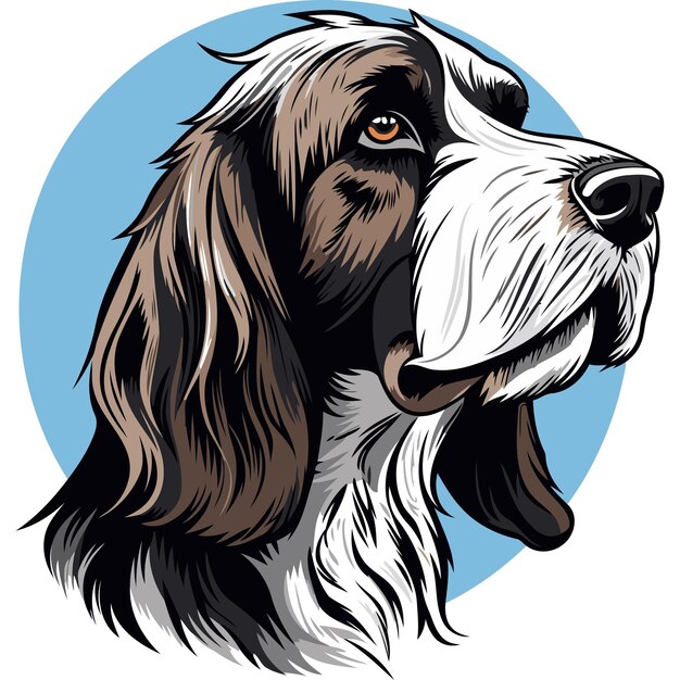 Retrato de un perro marrón y blanco