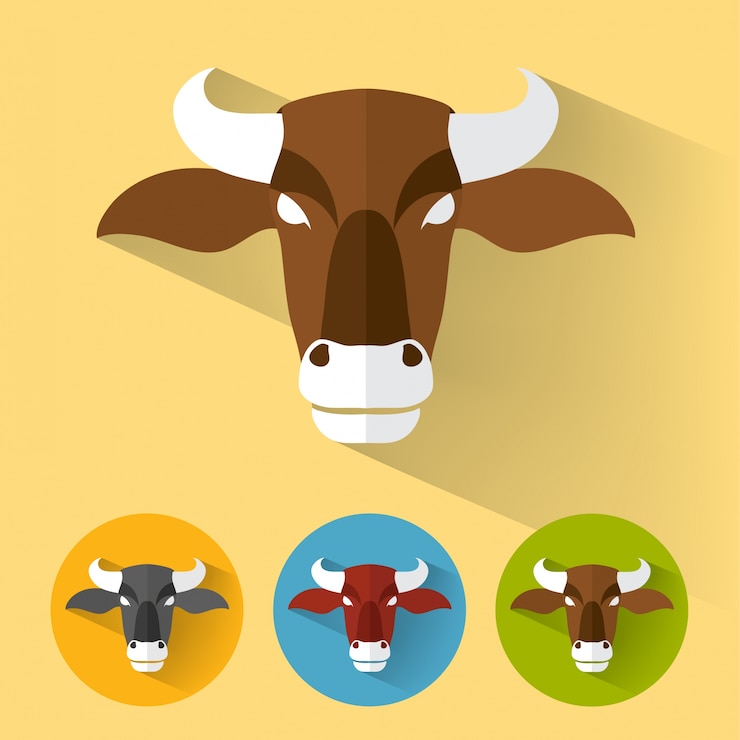 Vector gratuito retrato plano de toro