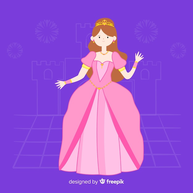 Vector gratuito retrato princesa castaña dibujado a mano