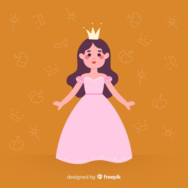 Retrato princesa morena dibujado a mano