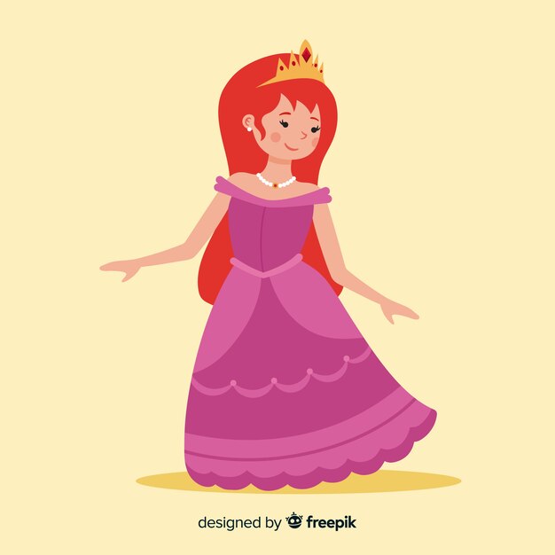 Retrato princesa pelirroja dibujado a mano